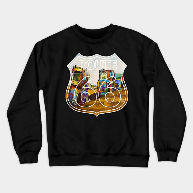 Old cars buried in the dirt at Cadillac Ranch along old U.S. Route 66 - WelshDesigns Crewneck Sweatshirt by WelshDesigns